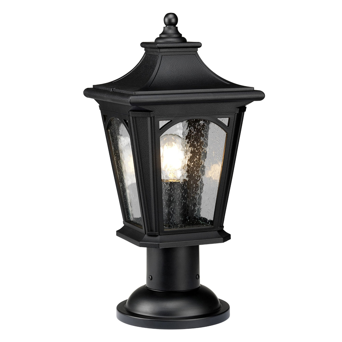 Bedford 1 Light Medium Pedestal Lantern in Mystic Black