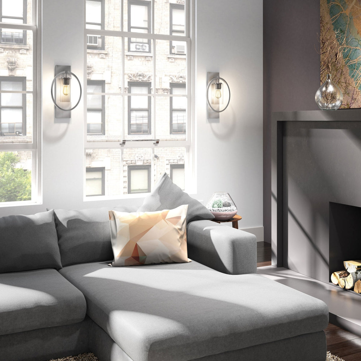 Marlena Geometric Wall Light in Chrome