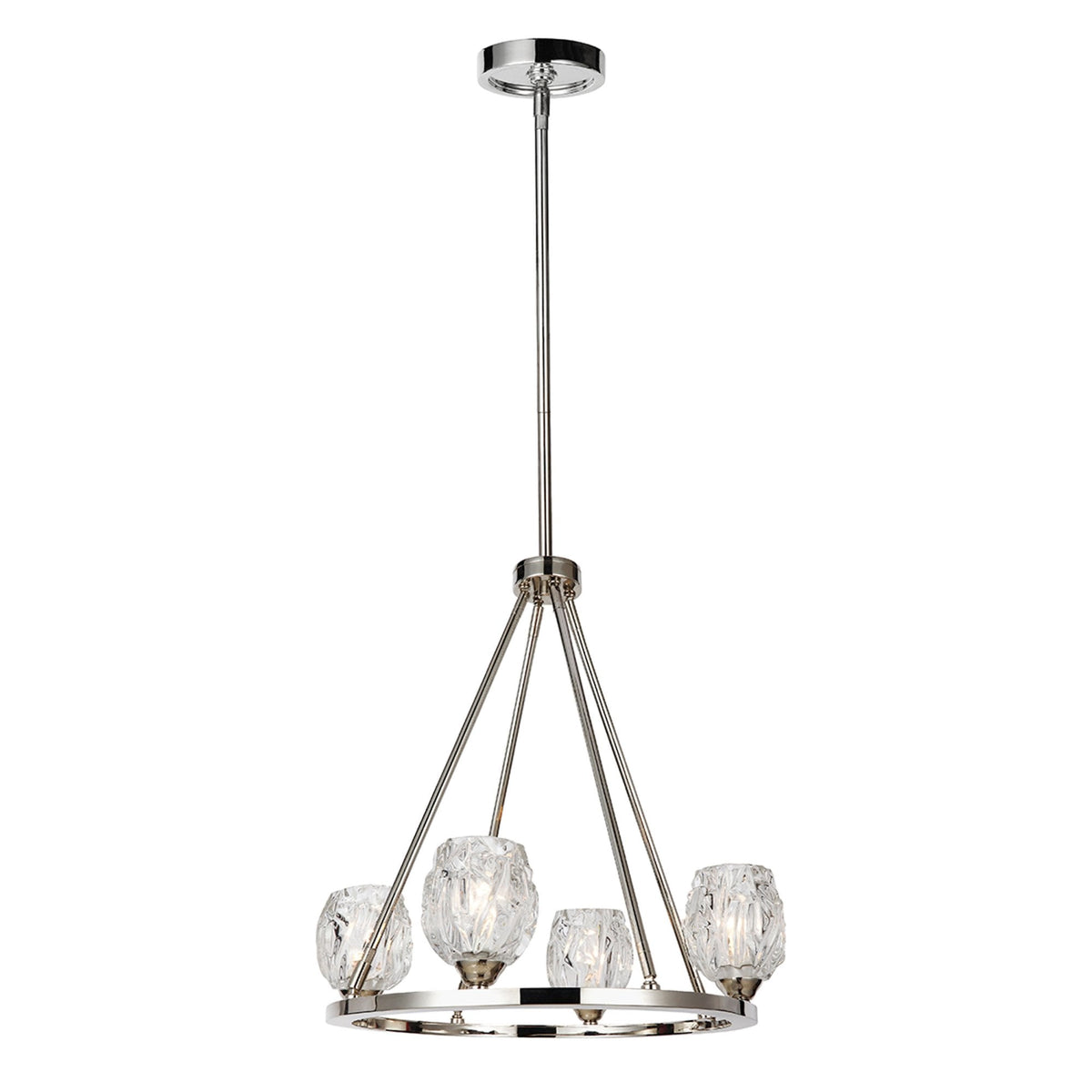 Rubin 4 Light Chandelier in Polished Nickel