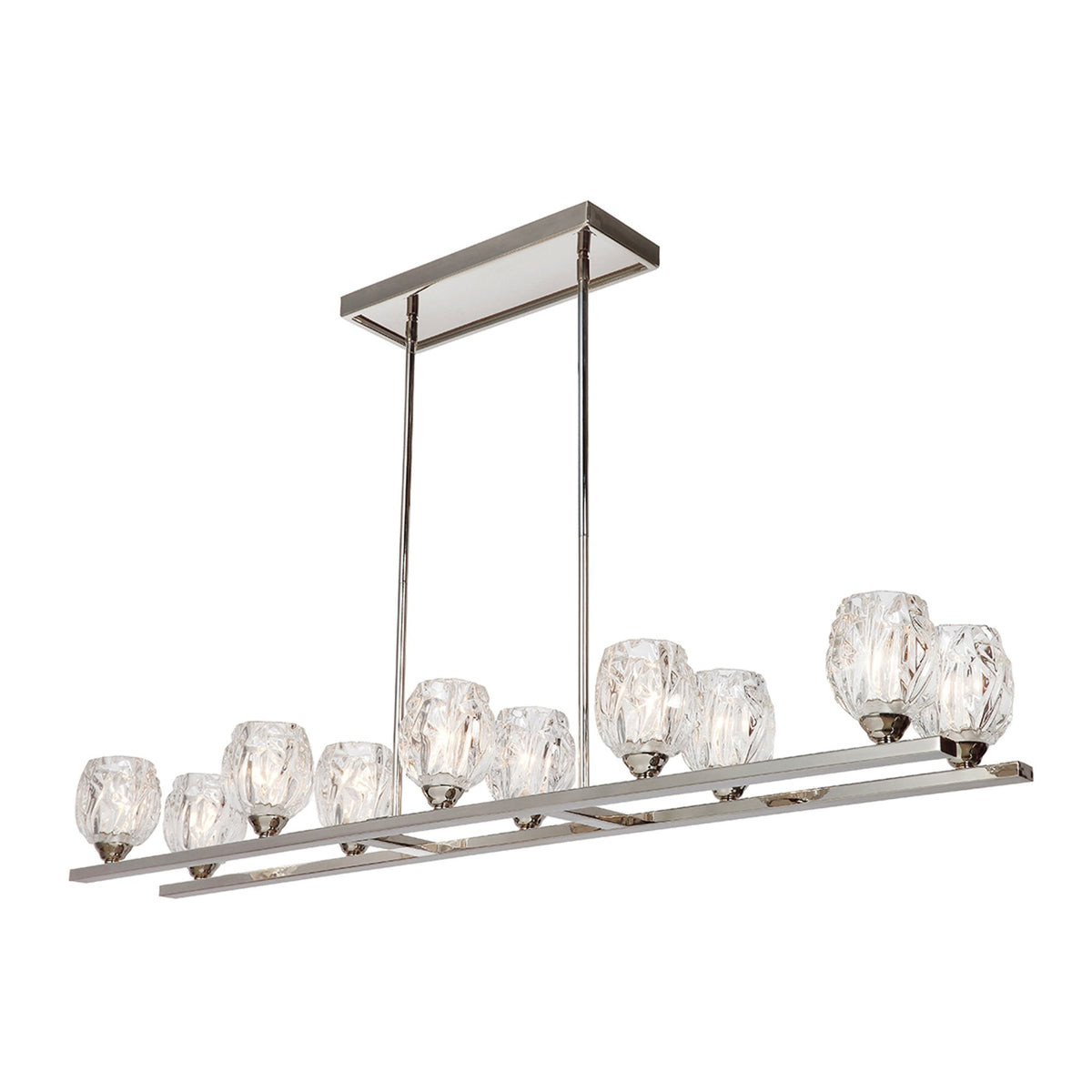 Rubin 10 Light Island Chandelier in Polished Nickel