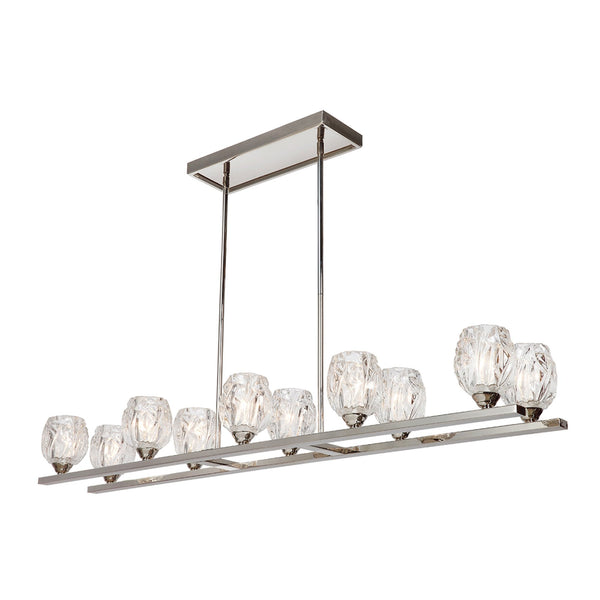 Rubin 10 Light Island Chandelier in Polished Nickel