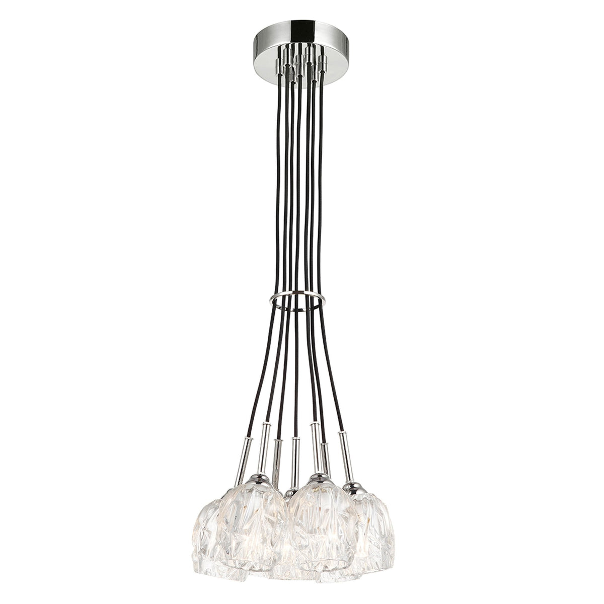 Rubin 7 Light Cluster Chandelier in Polished Nickel