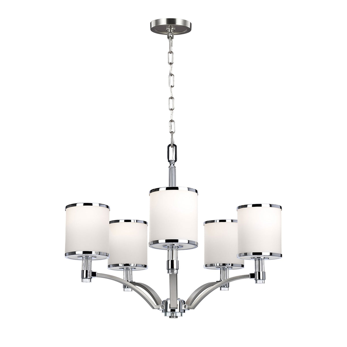 Prospect Park 5 Light Chandelier in Satin Nickel & Chrome