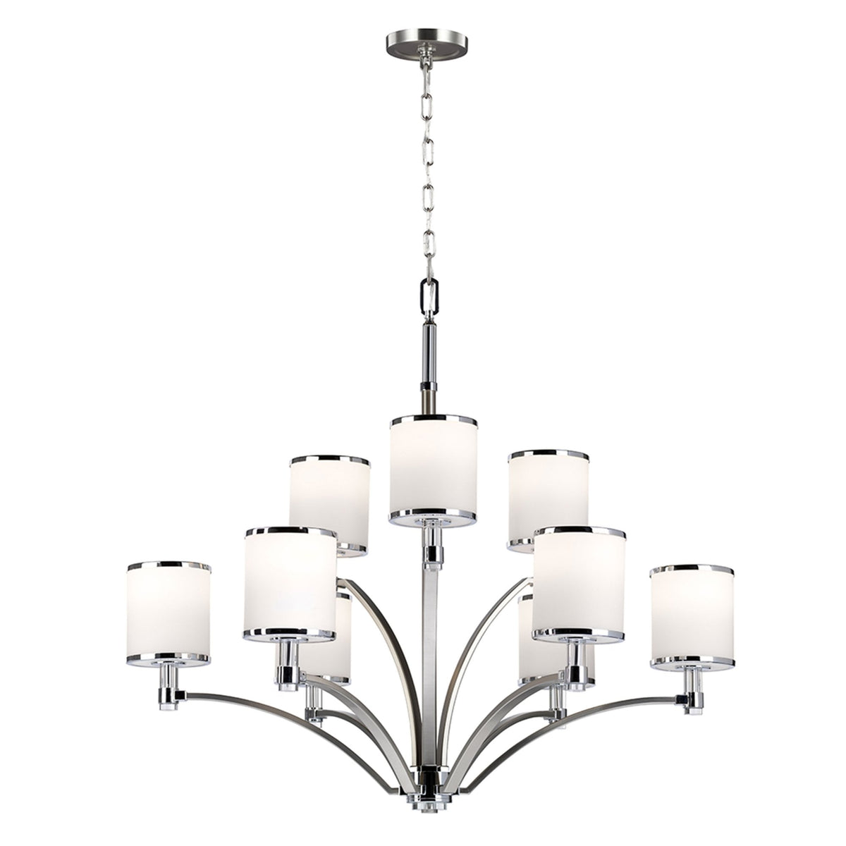 Prospect Park 9 Light Chandelier in Satin Nickel & Chrome