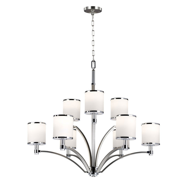 Prospect Park 9 Light Chandelier in Satin Nickel & Chrome