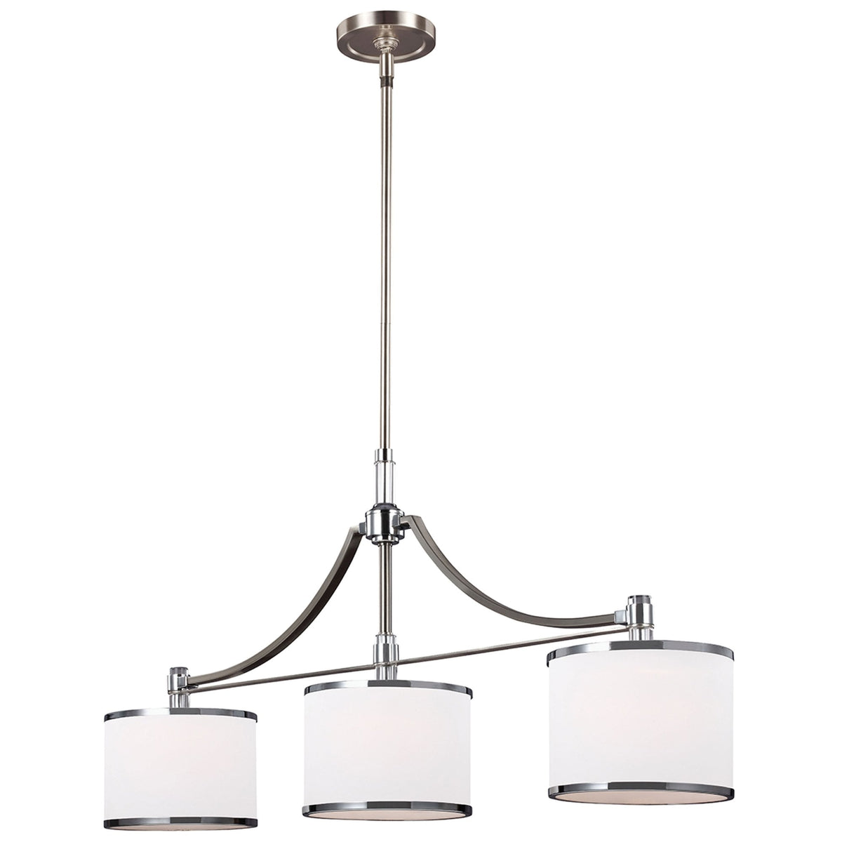 Prospect Park 3 Light Island Chandelier in Satin Nickel & Chrome
