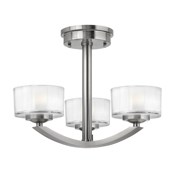 Meridian 3 Light Semi-Flush in Brushed Nickel