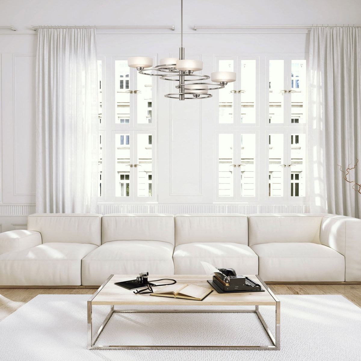 Aleeka Five Light Chandelier in Classic Pewter