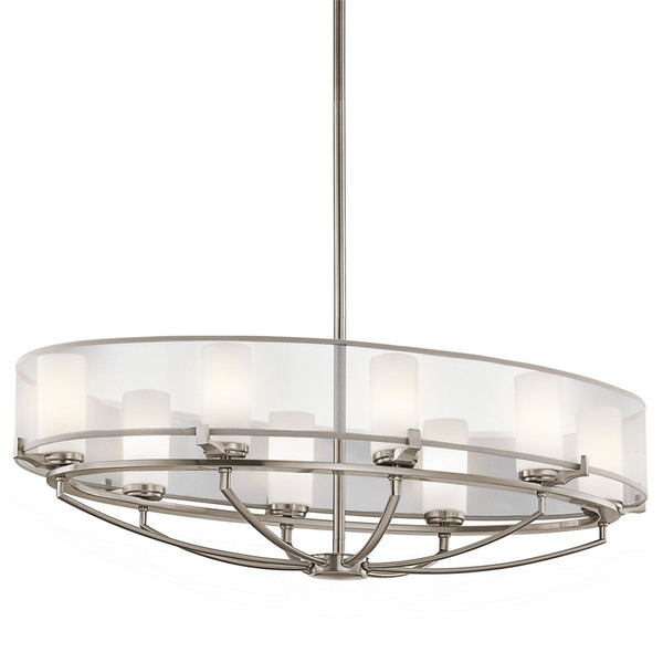 Saldana Eight Light Oval Chandelier in Classic Pewter