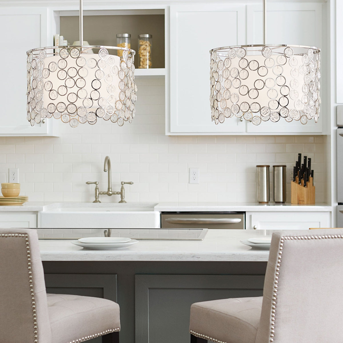 Lexi Pendant with White Shade & Polished Nickel Finish