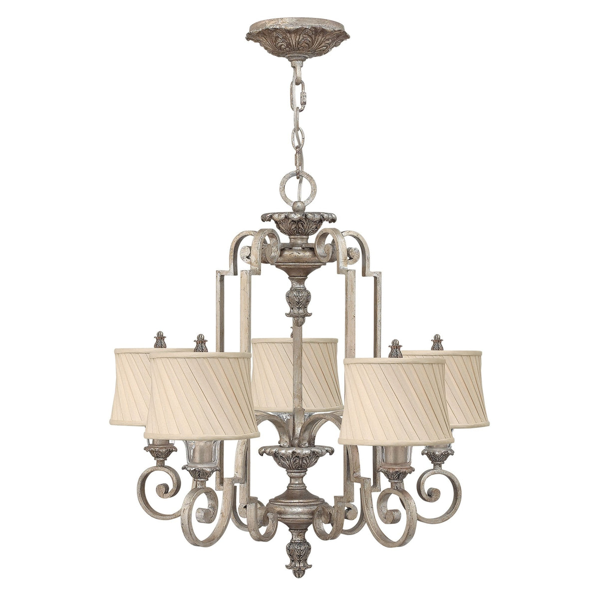 Kingsley 5 Light Chandelier Silver Leaf Finish