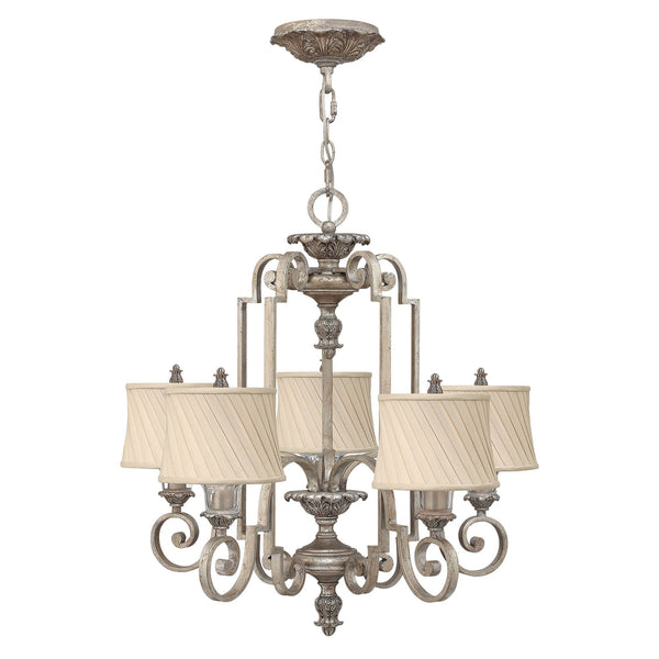 Kingsley 5 Light Chandelier Silver Leaf Finish