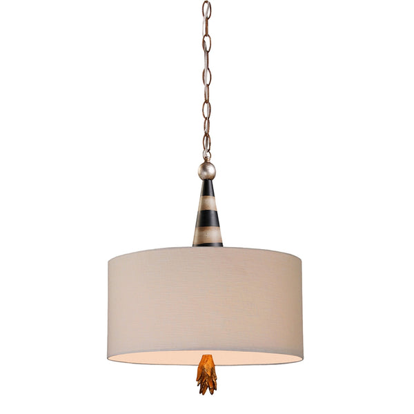 Flambeau Pendant in Black Cream & Gold Leaf