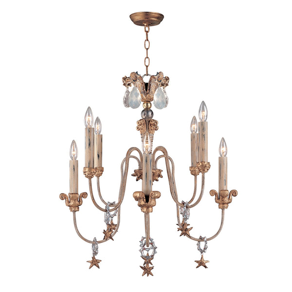 Mignon Eight Light Chandelier with Crystal Droplets