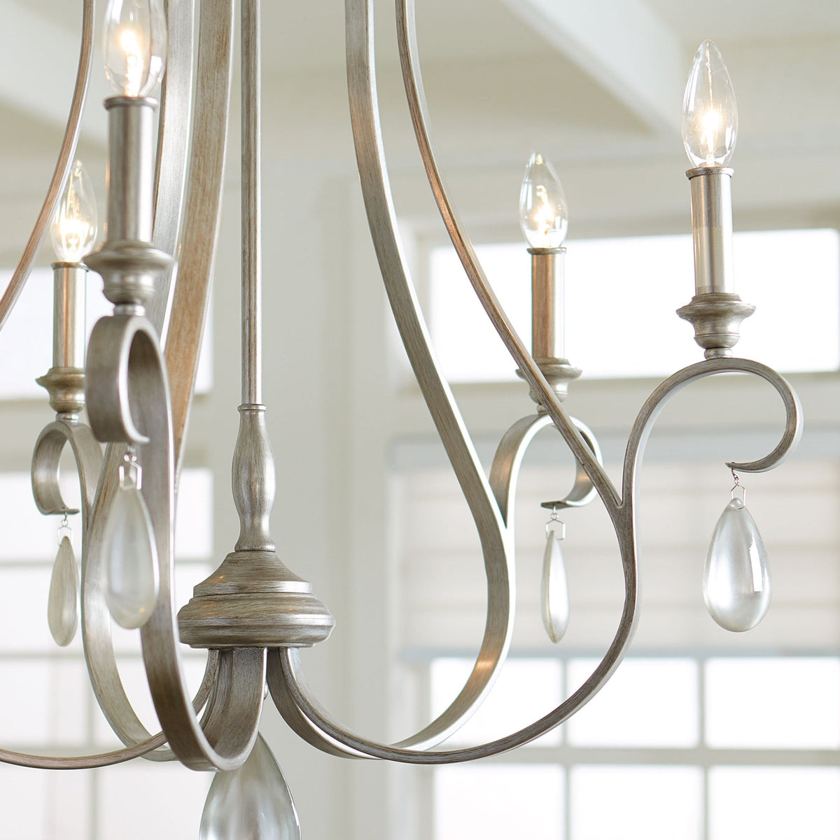 DeWitt Five Light Chandelier in Sunrise Silver