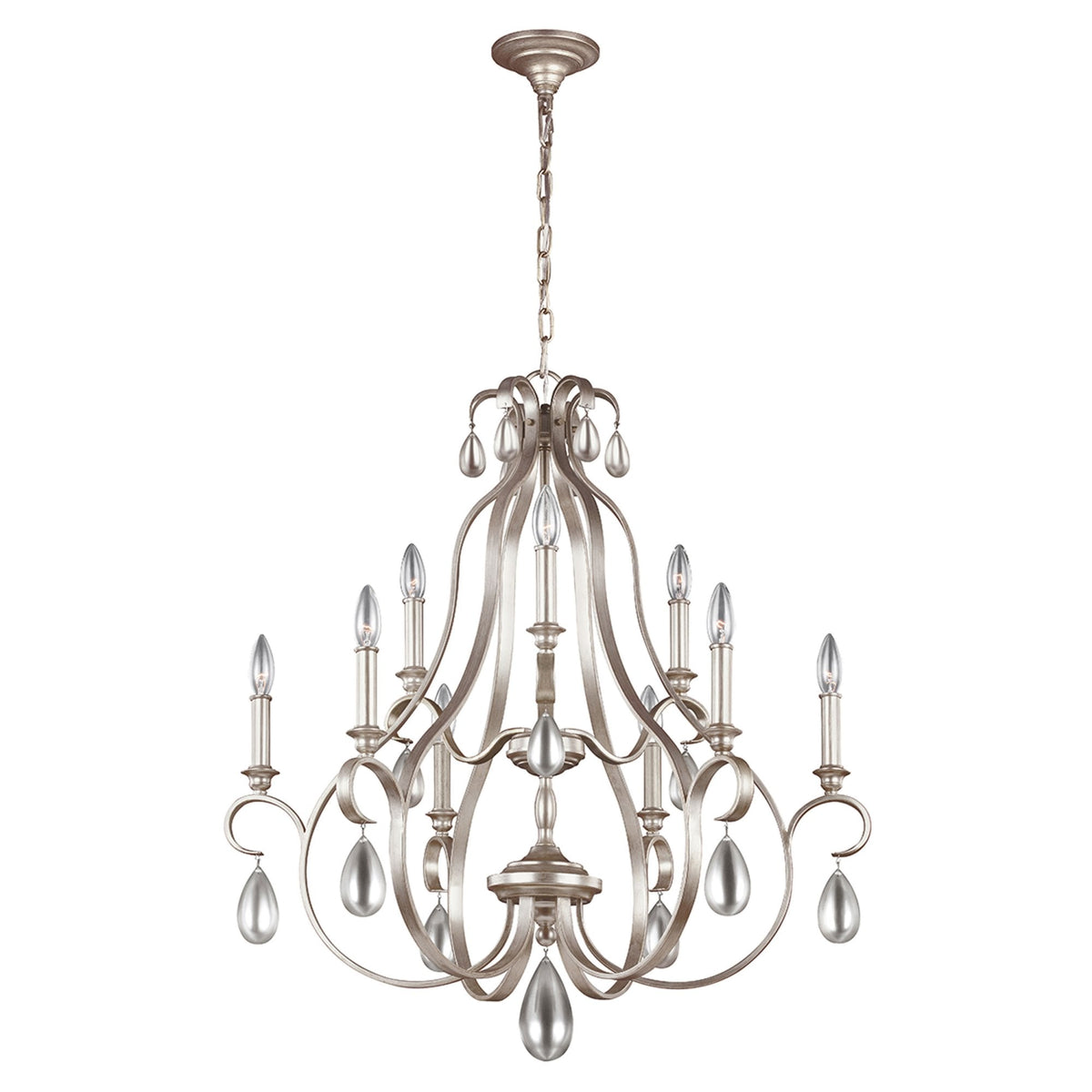 DeWitt Nine Light Chandelier in Sunrise Silver