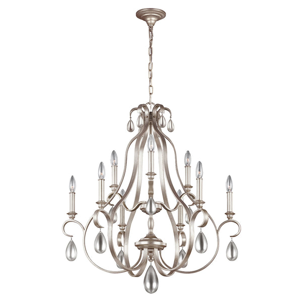 DeWitt Nine Light Chandelier in Sunrise Silver