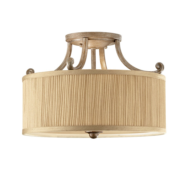 Abbey Three Light Semi-Flush In Silver Sand