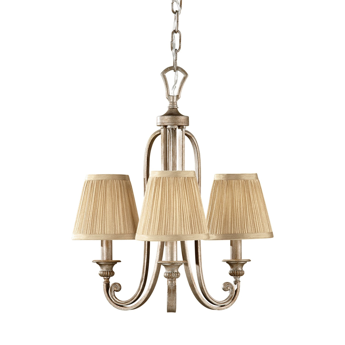 Abbey Three Light Chandelier or Semi Flush In Silver Sand