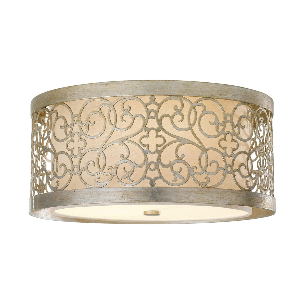 Arabesque Flush Light in a Silver Leaf Patina
