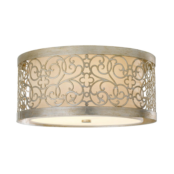 Arabesque Flush Light in a Silver Leaf Patina