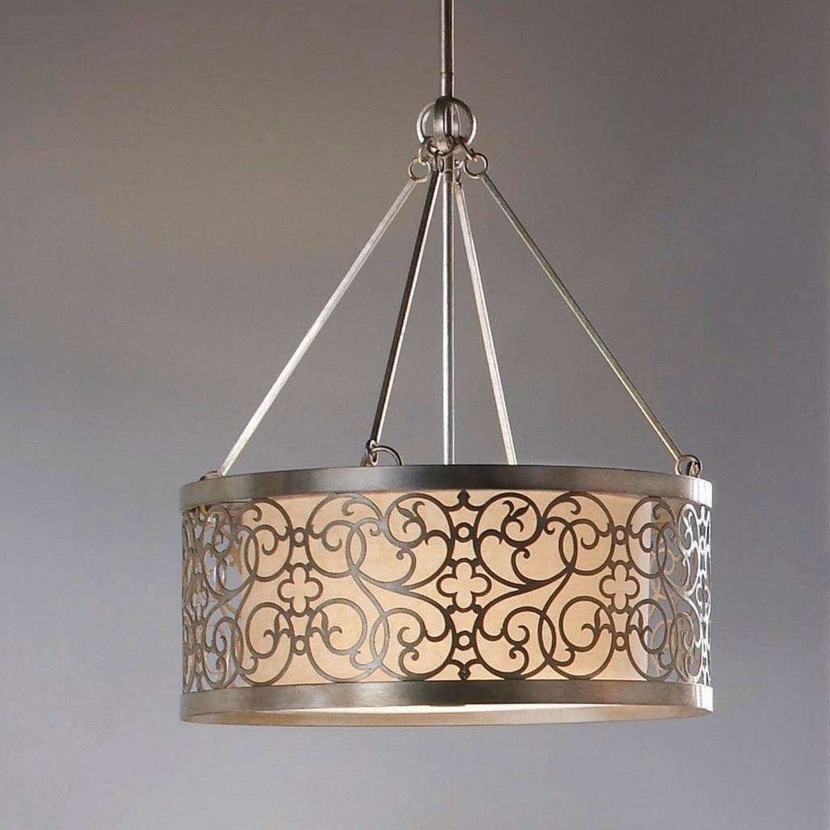 Arabesque Chandelier in a Silver Leaf Patina