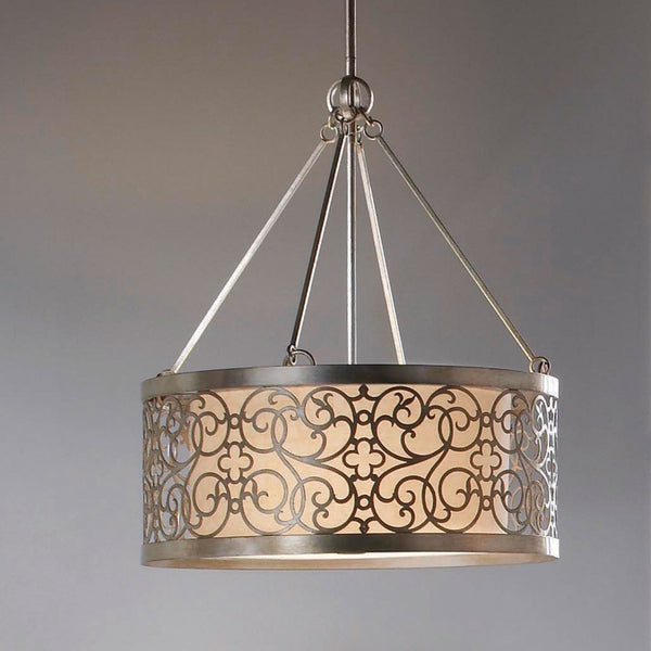 Arabesque Chandelier in a Silver Leaf Patina