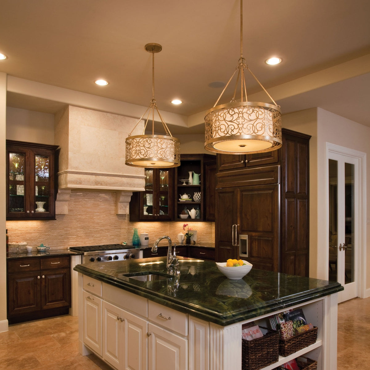 Arabesque Chandelier in a Silver Leaf Patina