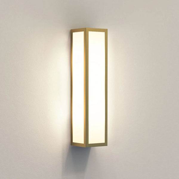 Salerno IP44 Exterior Wall Light in Natural Brass