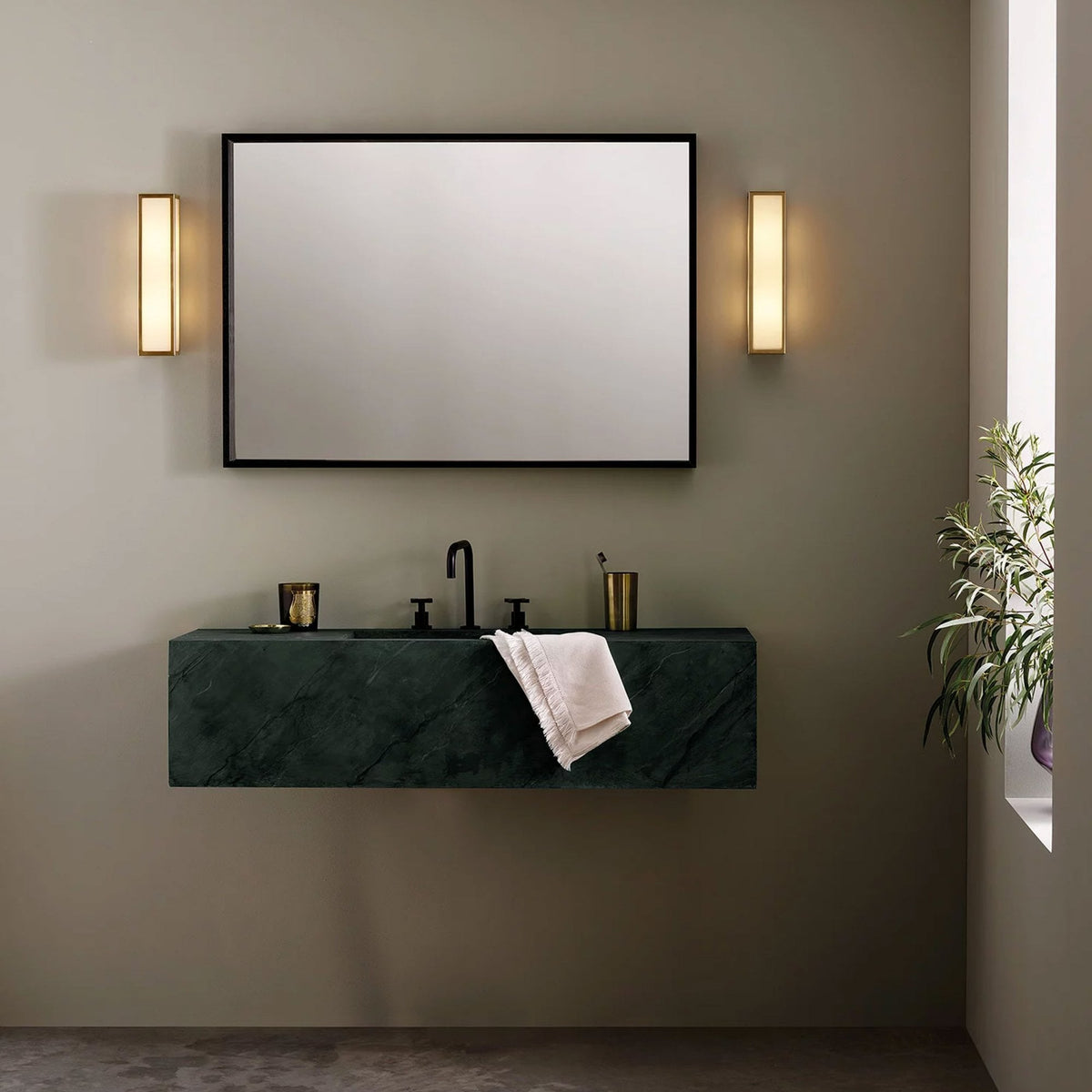 Salerno IP44 Exterior Wall Light in Natural Brass