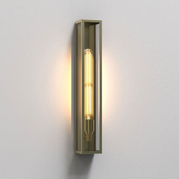 Harvard 500 Exterior IP44 Wall Light in Natural Brass