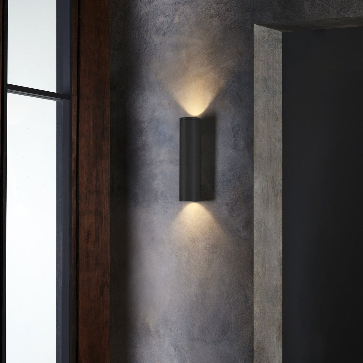Ava 300 Twin Wall Light in Textured Black