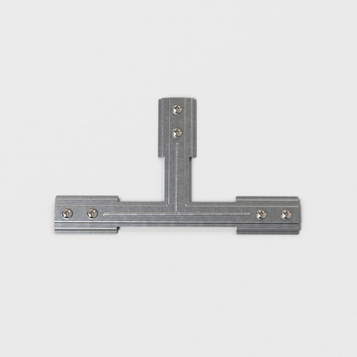 T-shaped metal bracket with screws