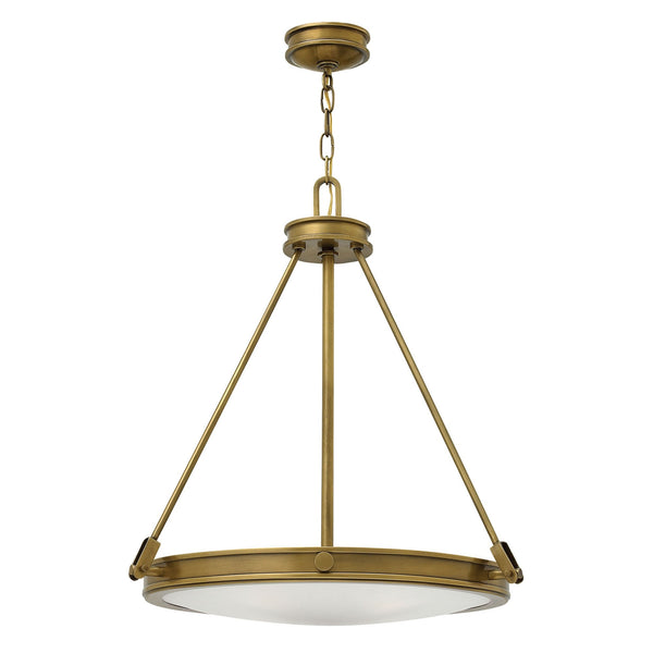 Collier Pendant in Heritage Brass with Opal Glass Diffuser