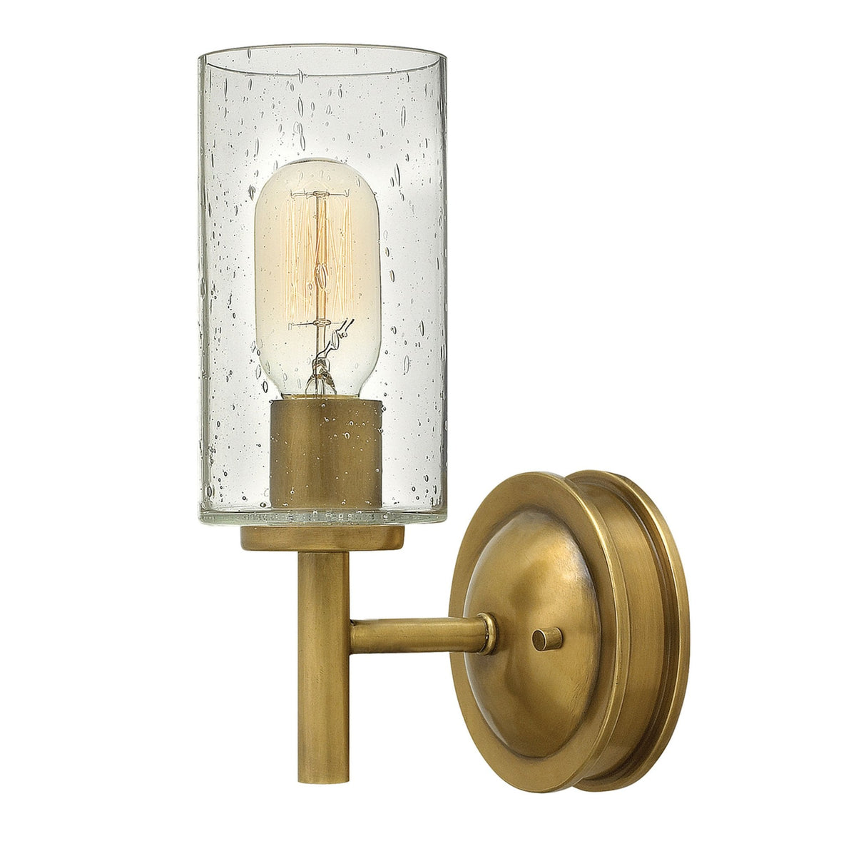 Collier Single Wall Light in Heritage Brass with Clear Seeded Glass Shade