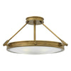 Collier Medium Semi-Flush Ceiling Light in Heritage Brass with Opal Glass Diffuser