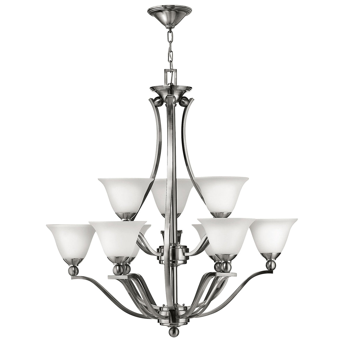 Bolla Nine Light Chandelier in Brushed Nickel