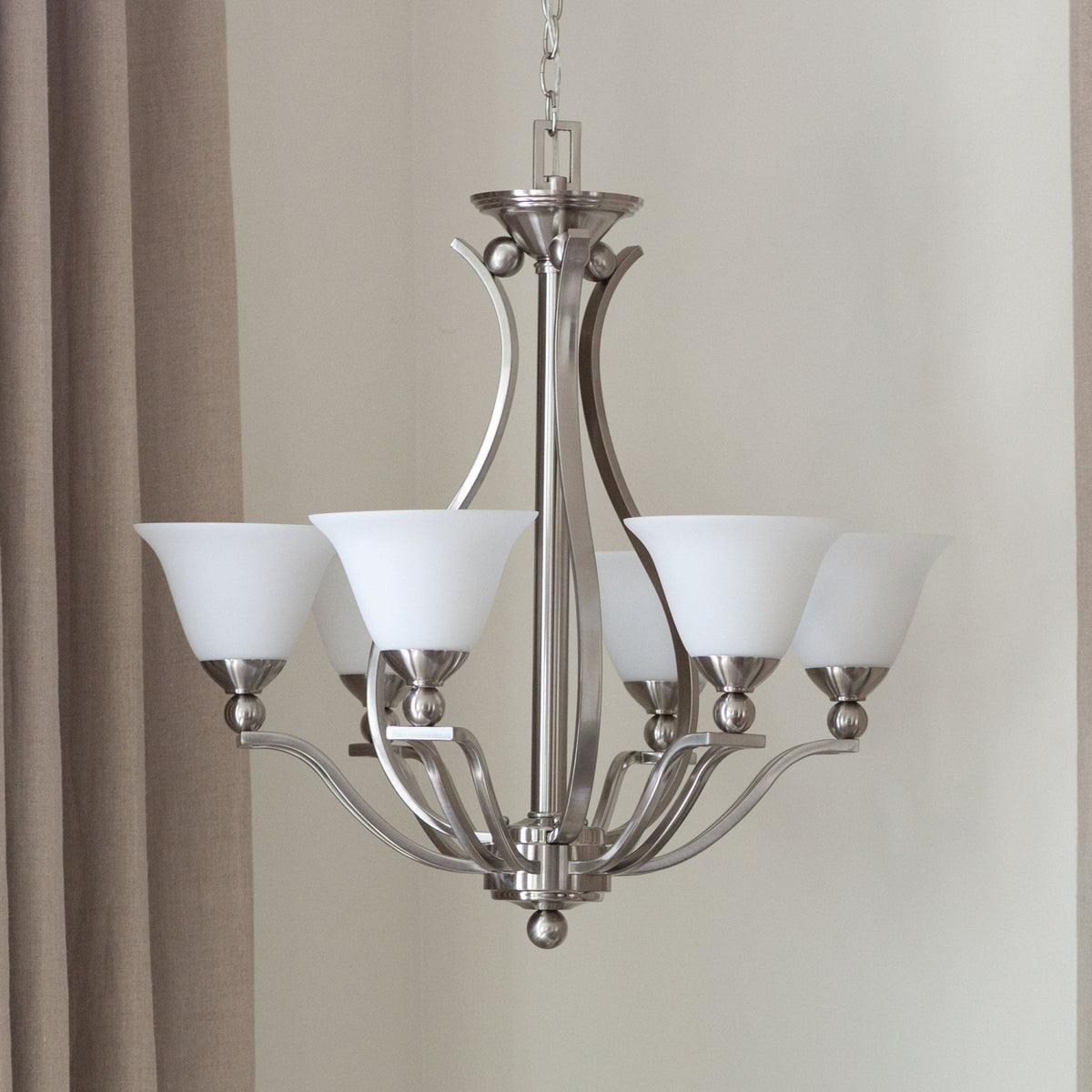 Bolla Five Light Chandelier in Brushed Nickel