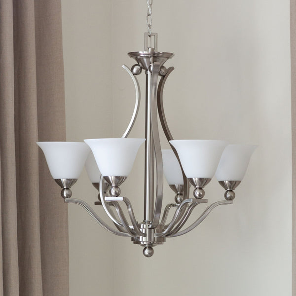 Bolla Five Light Chandelier in Brushed Nickel