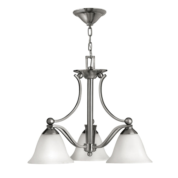 Bolla Three Light Chandelier in Brushed Nickel