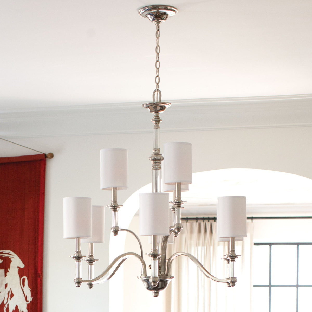 Sussex Nine Light Chandelier in Brushed Nickel