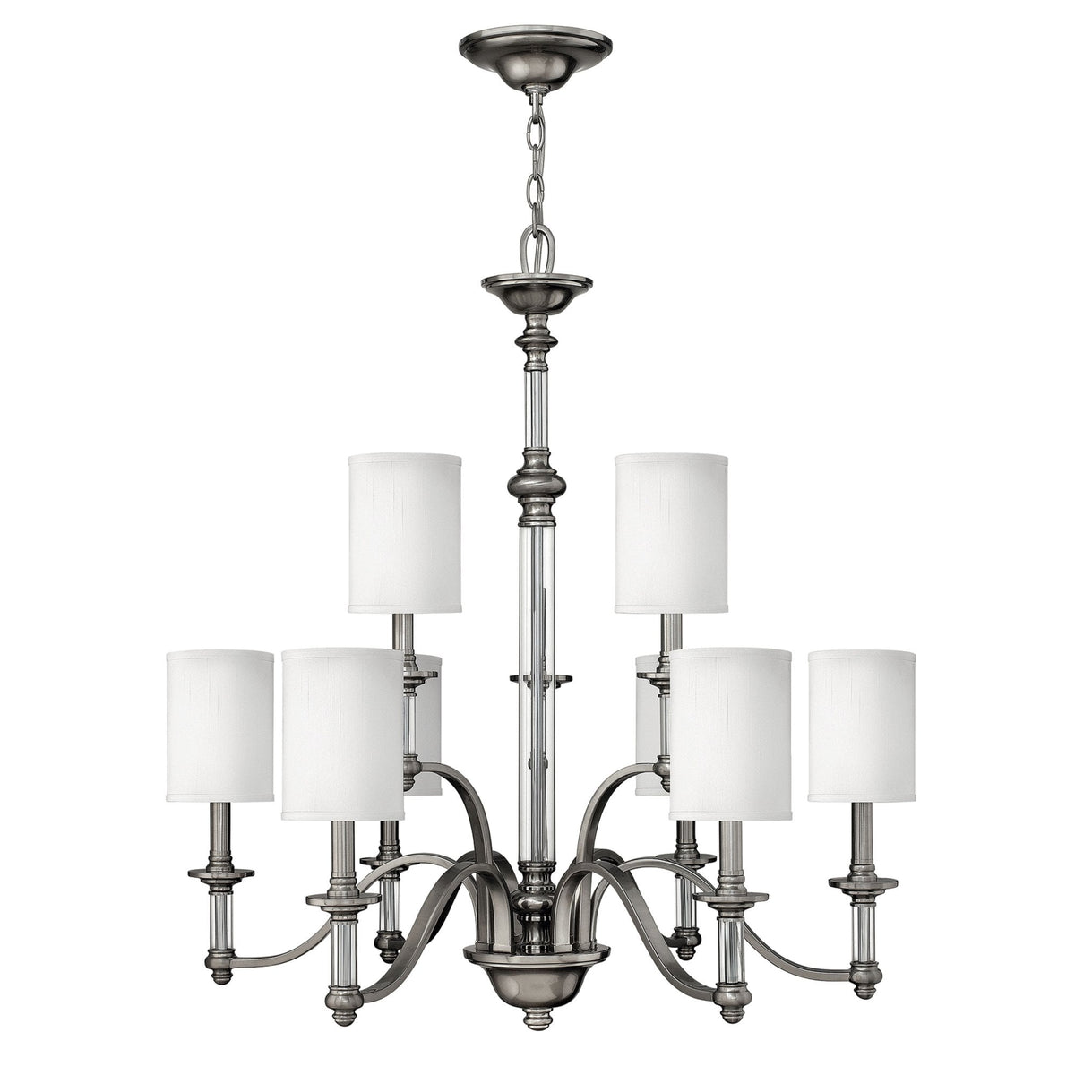 Sussex Nine Light Chandelier in Brushed Nickel