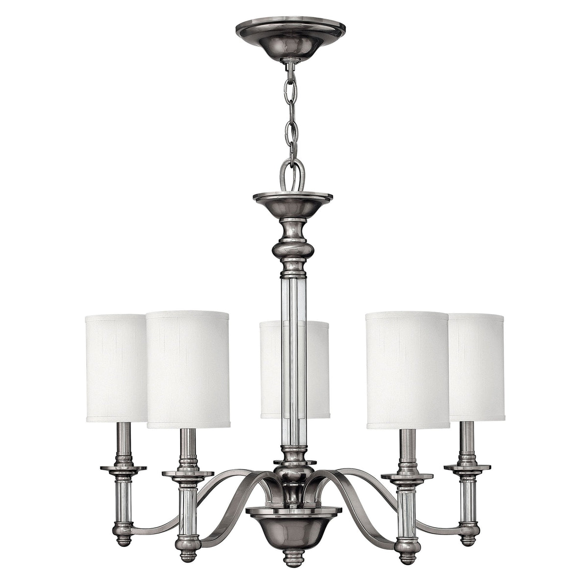 Sussex Five Light Chandelier in Brushed Nickel