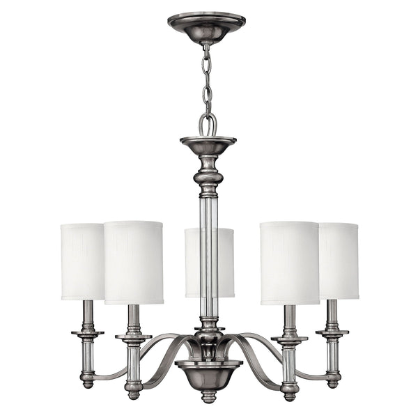 Sussex Five Light Chandelier in Brushed Nickel