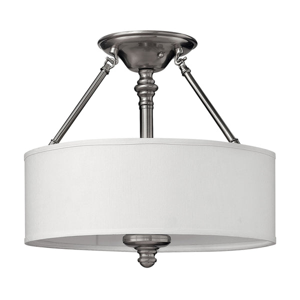 Sussex Three Light Semi-Flush in Brushed Nickel