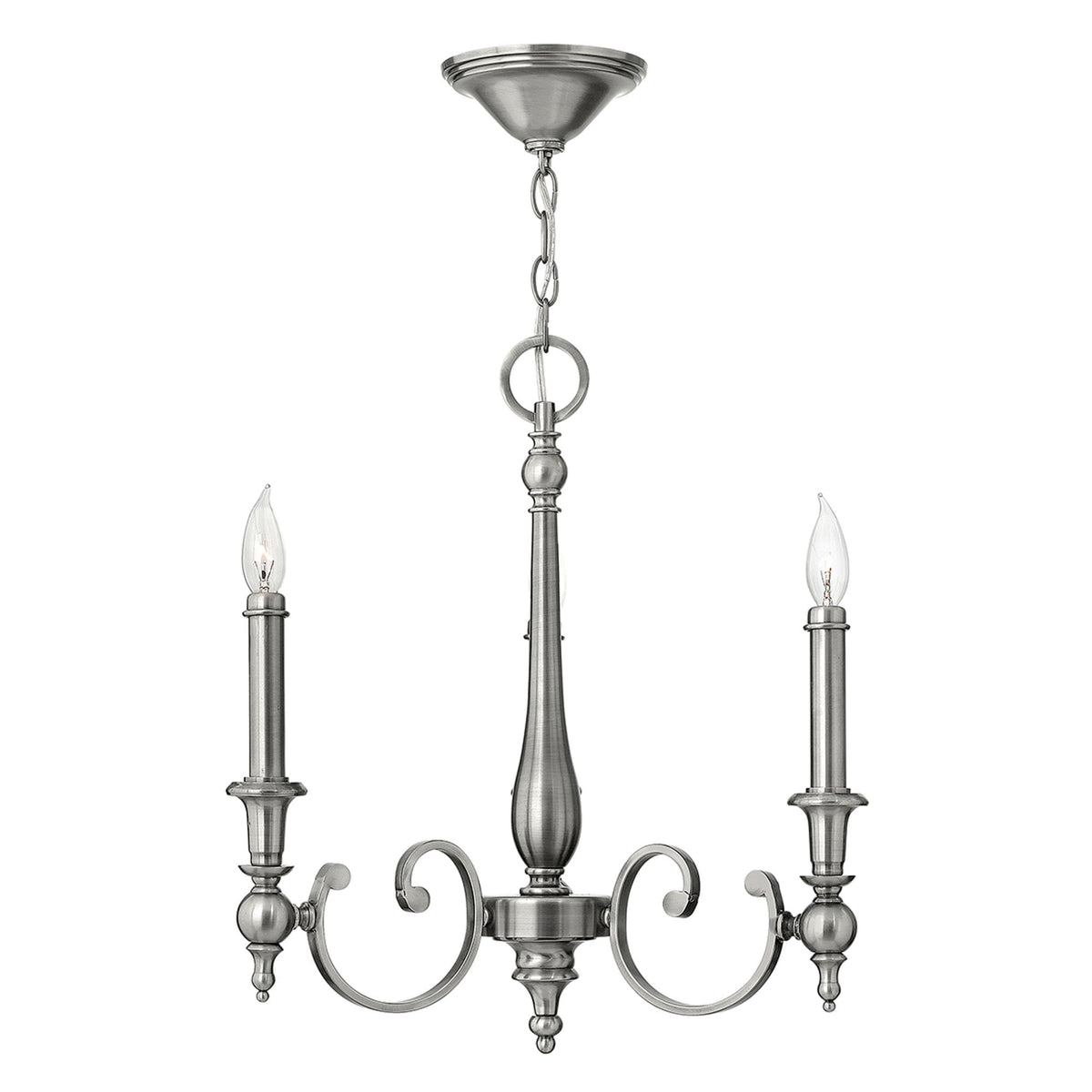 Yorktown Three Light Chandelier in Antique Nickel