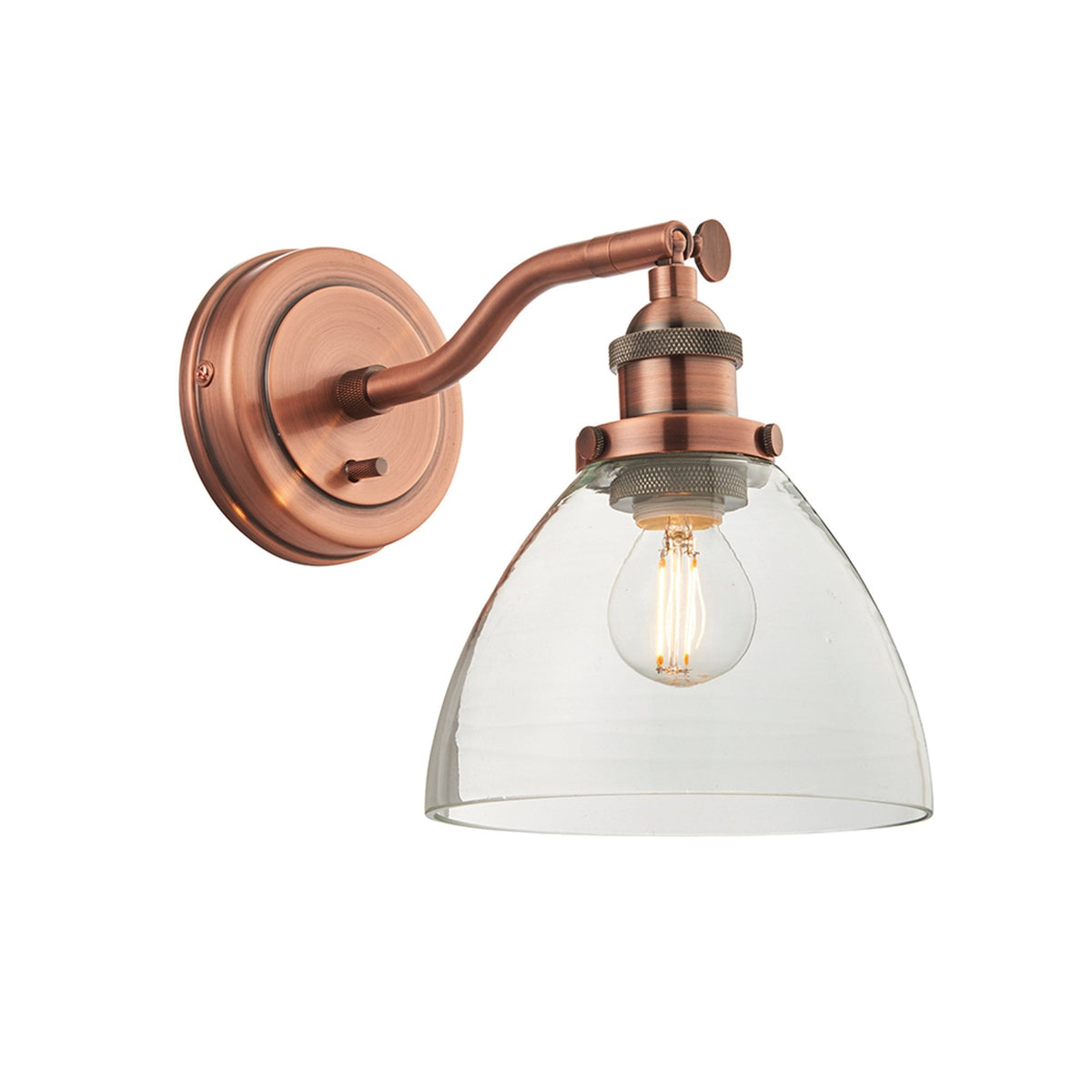 Hansen Wall Light in Copper with Clear Glass Shade