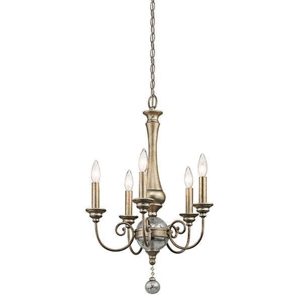 Rosalie Five Light Mini Chandelier in Sterling Gold