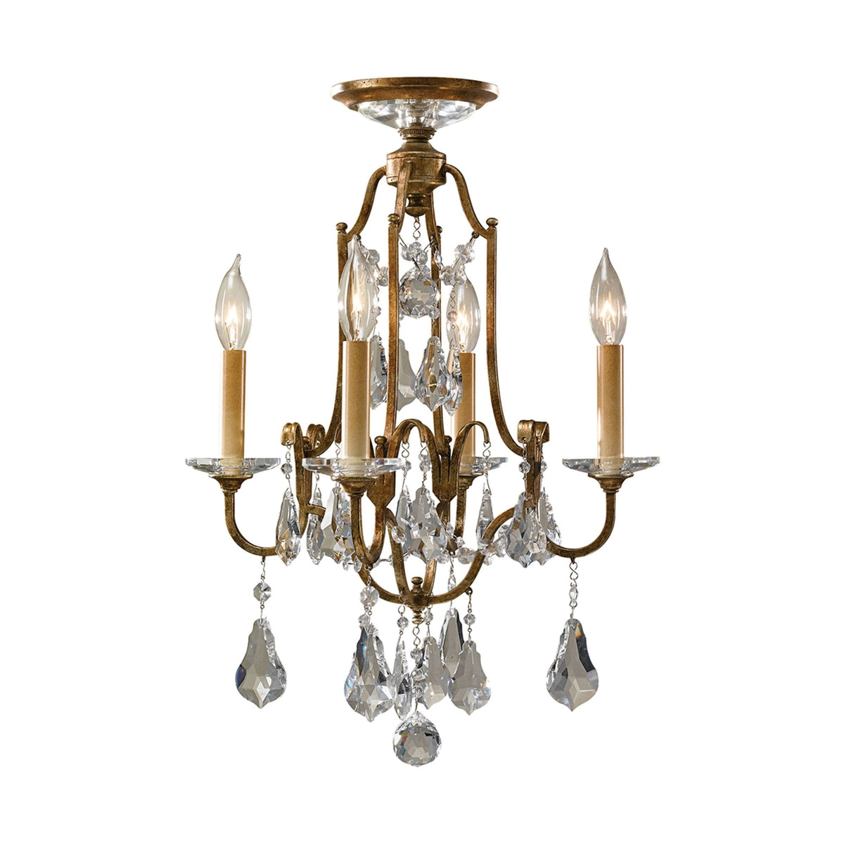 Valentina Four Light Dual Mount Chandelier in Oxidized Bronze