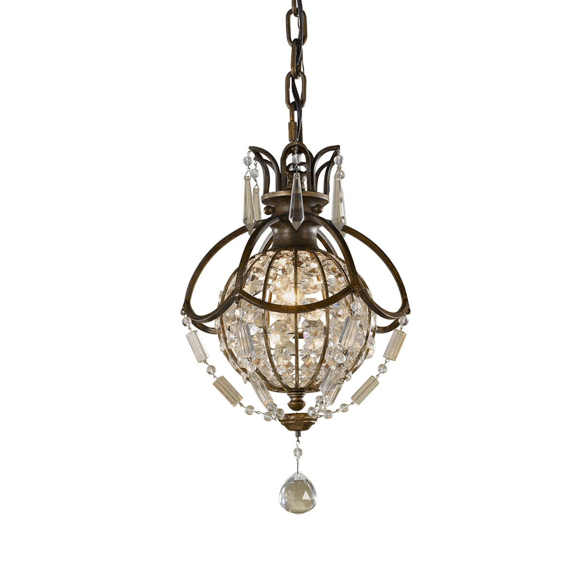 Bellini Single Pendant Light with Antique Quartz Crystals